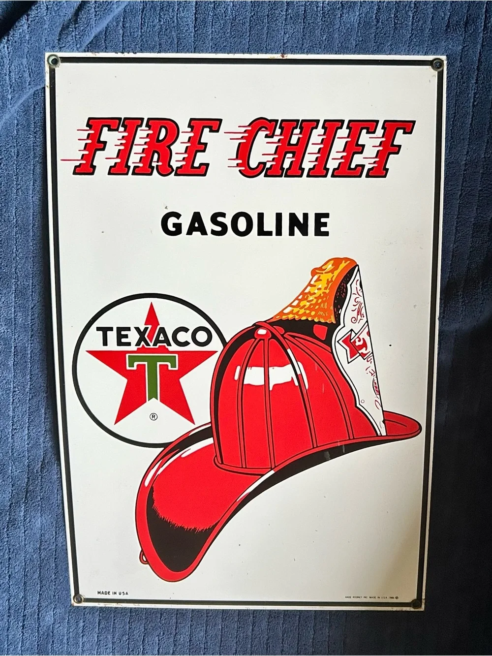 Fire Chief Red & White Metal Wall Sign